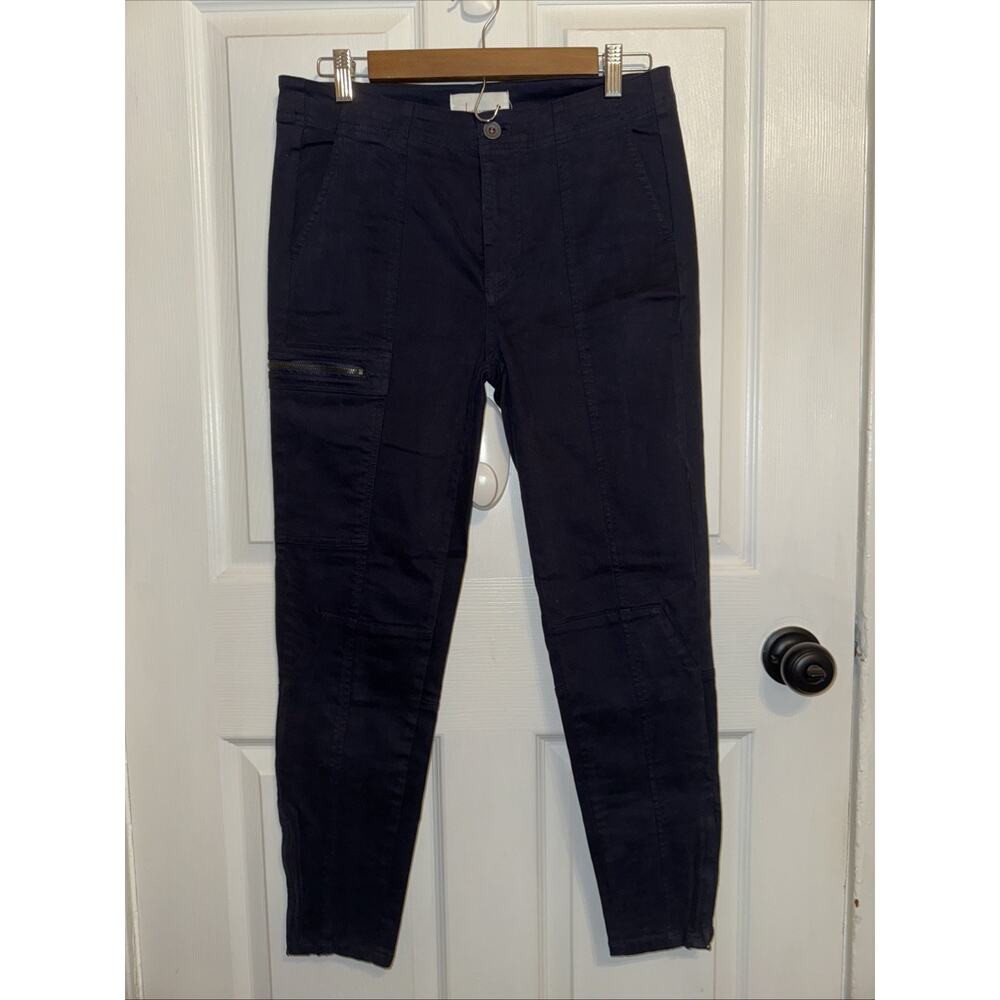 By Anthropologie Women’s Navy Utility Cargo Ankle Pants Zippers Pockets Size 28